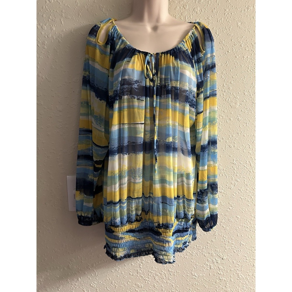Size 22/24 Ashley Stewart Peep Hole Multi Top #76*8 Excellent Condition! P&D